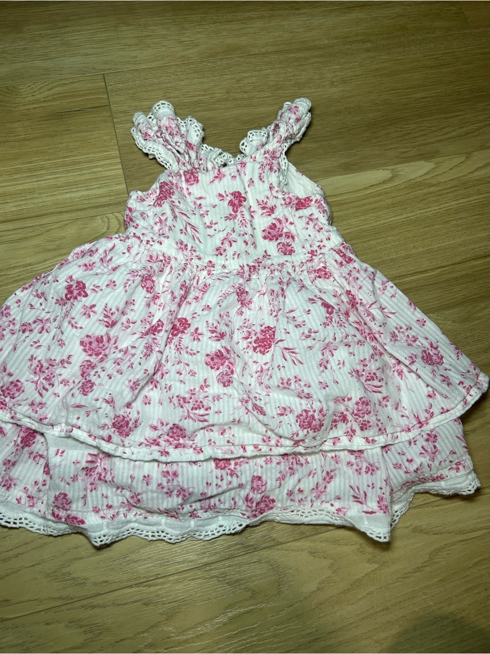Pippa & Julie White Dress with Pink Floral Print